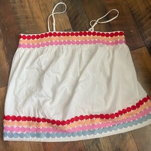 Entro Red and Pink Sleeveless Camisole with Pom-Pom Trim